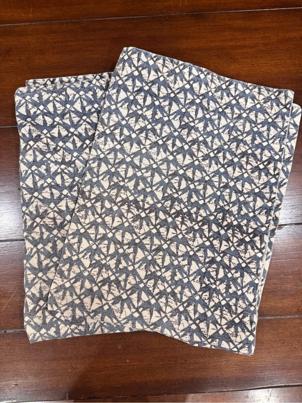 Kenmill Custom Design King Pillow Shams Set of 2 Blue Cream Black Heavy Fabric